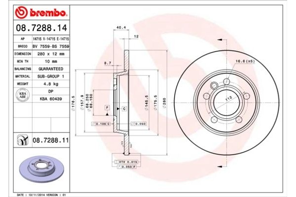 Brembo Δισκόπλακα - 08.7288.14