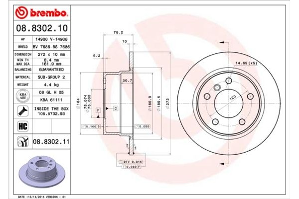 Brembo Δισκόπλακα - 08.8302.10