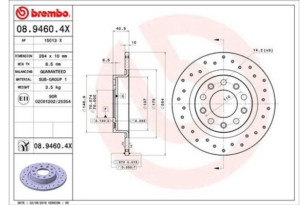 Brembo Δισκόπλακα - 08.9460.4X