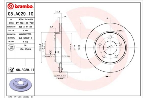 Brembo Δισκόπλακα - 08.A029.10