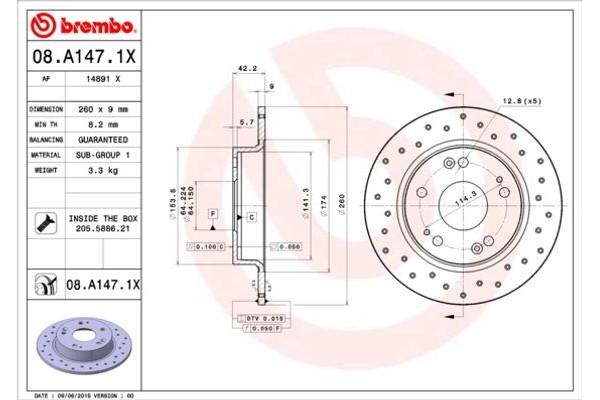 Brembo Δισκόπλακα - 08.A147.1X