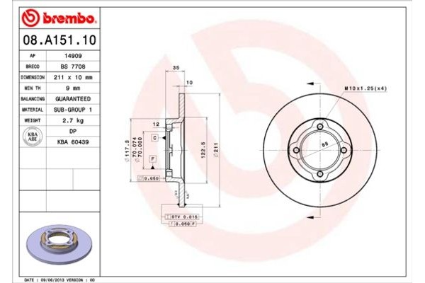 Brembo Δισκόπλακα - 08.A151.10