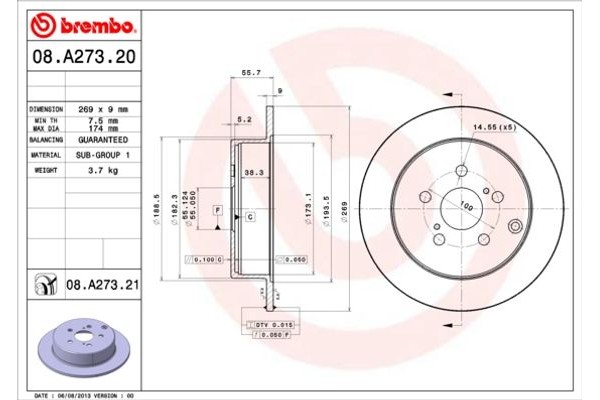 Brembo Δισκόπλακα - 08.A273.21