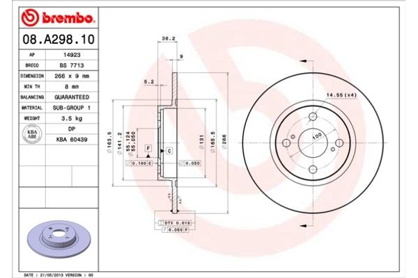 Brembo Δισκόπλακα - 08.A298.10