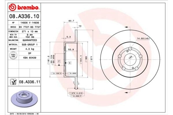 Brembo Δισκόπλακα - 08.A336.10