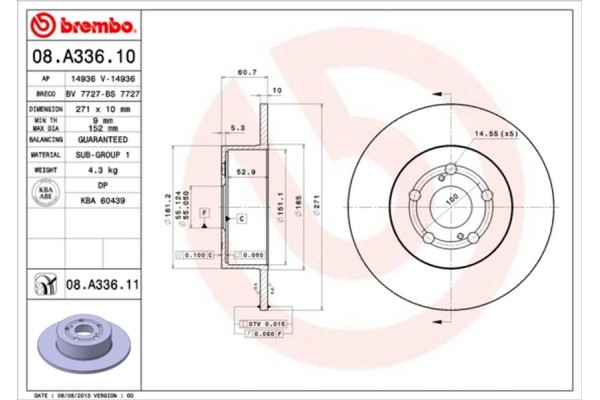 Brembo Δισκόπλακα - 08.A336.10