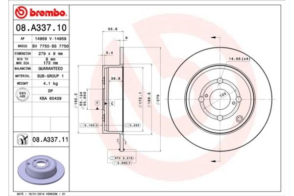 Brembo Δισκόπλακα - 08.A337.10