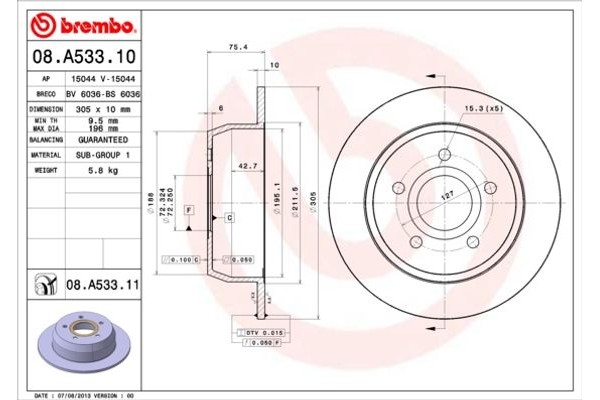 Brembo Δισκόπλακα - 08.A533.11