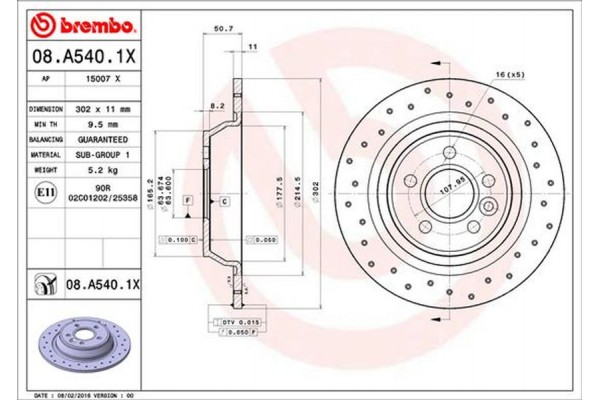 Brembo Δισκόπλακα - 08.A540.1X Brembo Δισκόπλακα - 08.A540.1X