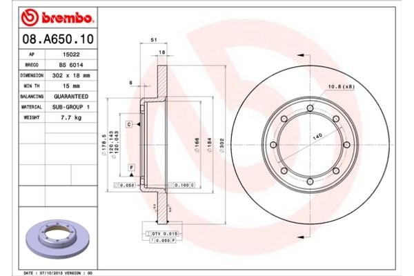 Brembo Δισκόπλακα - 08.A650.10