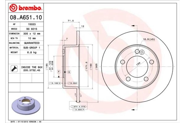 Brembo Δισκόπλακα - 08.A651.10