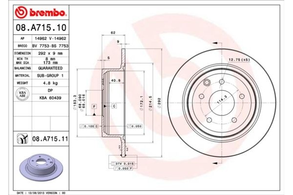 Brembo Δισκόπλακα - 08.A715.11