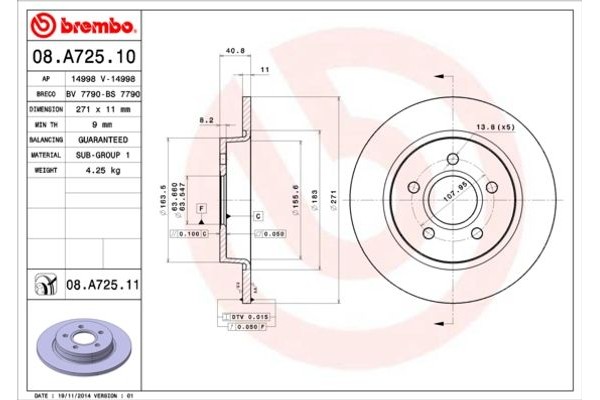 Brembo Δισκόπλακα - 08.A725.10