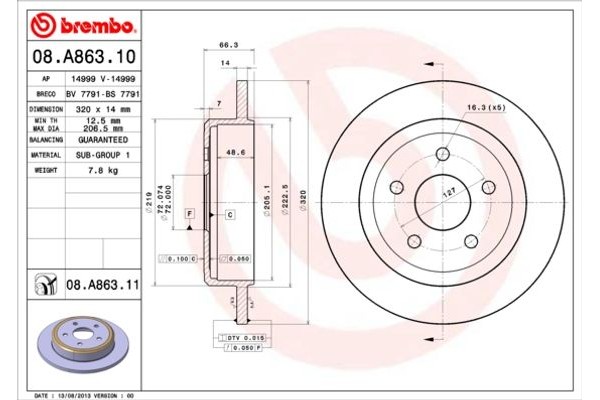 Brembo Δισκόπλακα - 08.A863.10