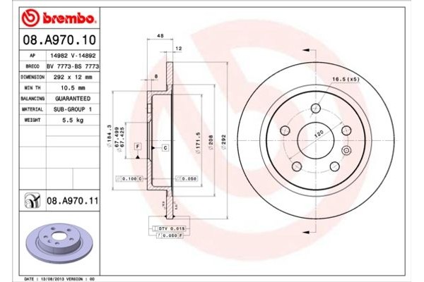 Brembo Δισκόπλακα - 08.A970.11