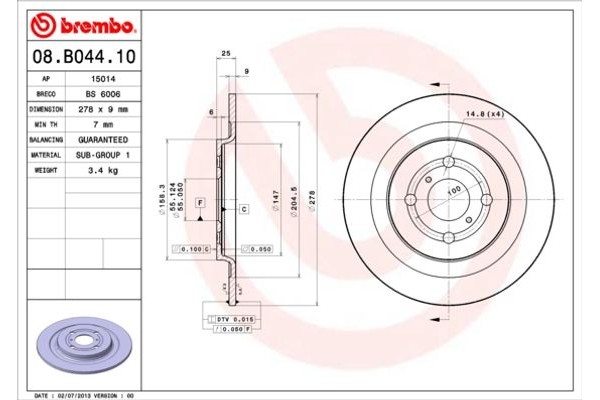 Brembo Δισκόπλακα - 08.B044.10