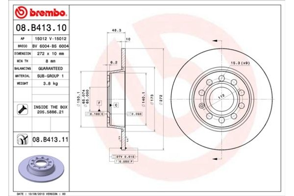 Brembo Δισκόπλακα - 08.B413.11