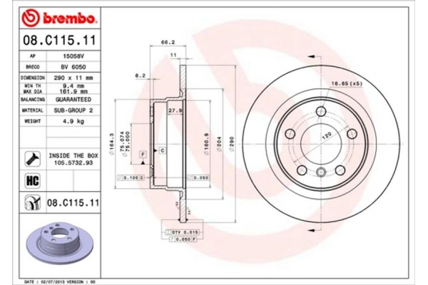 Brembo Δισκόπλακα - 08.C115.11