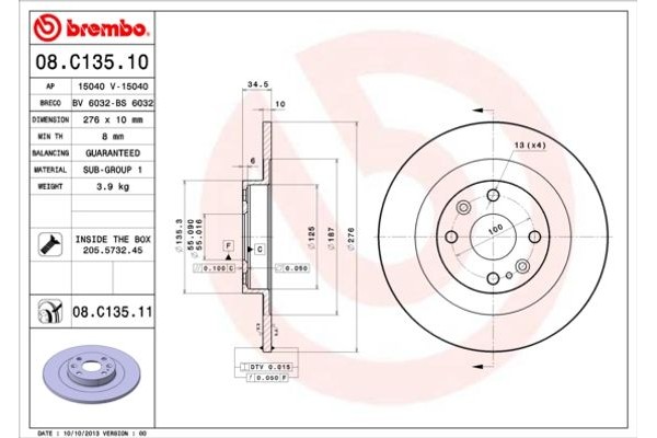 Brembo Δισκόπλακα - 08.C135.11