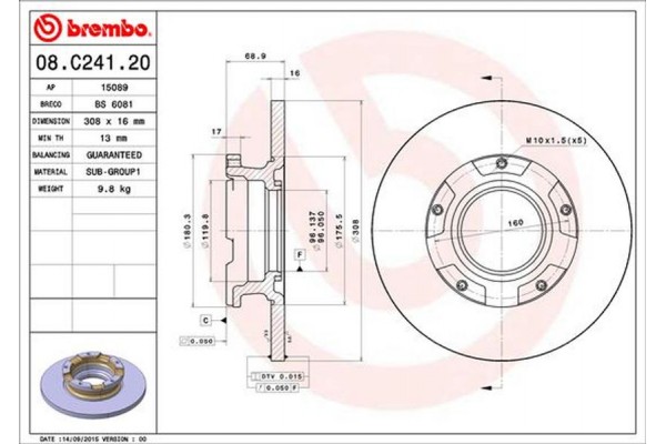 Brembo Δισκόπλακα - 08.C241.20 Brembo Δισκόπλακα - 08.C241.20