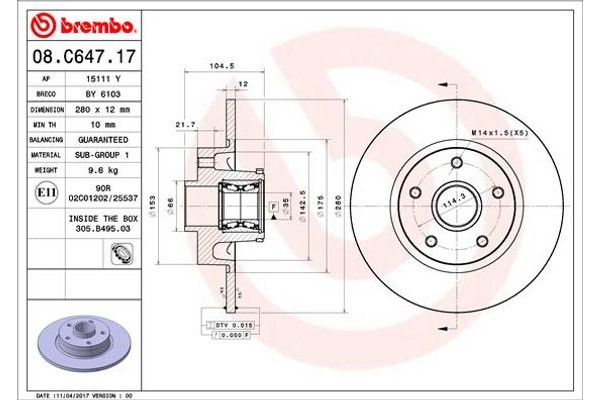 Brembo Δισκόπλακα - 08.C647.17