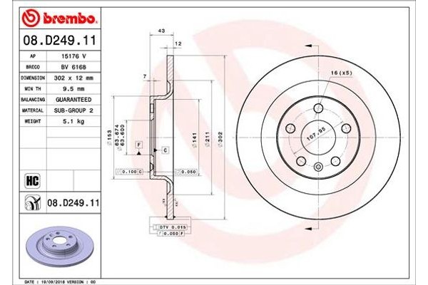 Brembo Δισκόπλακα - 08.D249.11