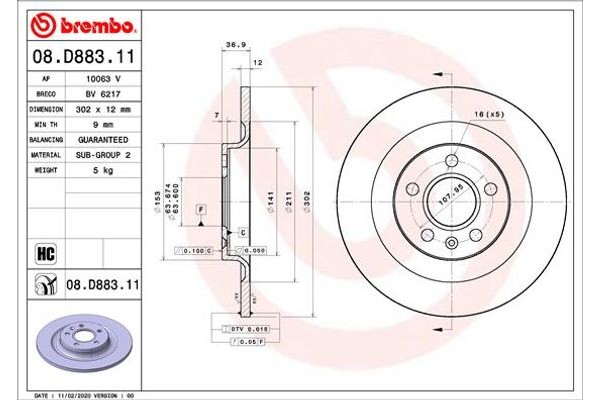 Brembo Δισκόπλακα - 08.D883.11