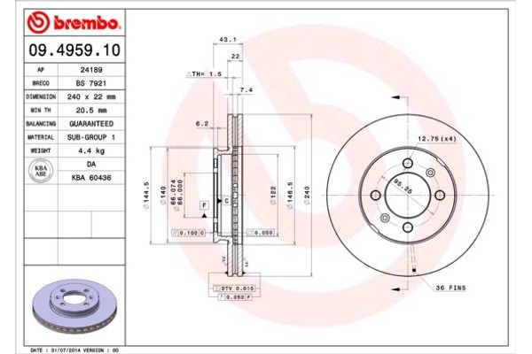 Brembo Δισκόπλακα - 09.4959.10