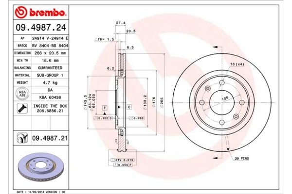 Brembo Δισκόπλακα - 09.4987.24