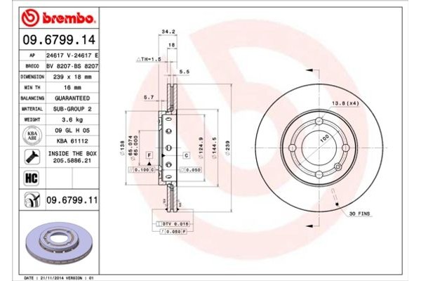 Brembo Δισκόπλακα - 09.6799.14