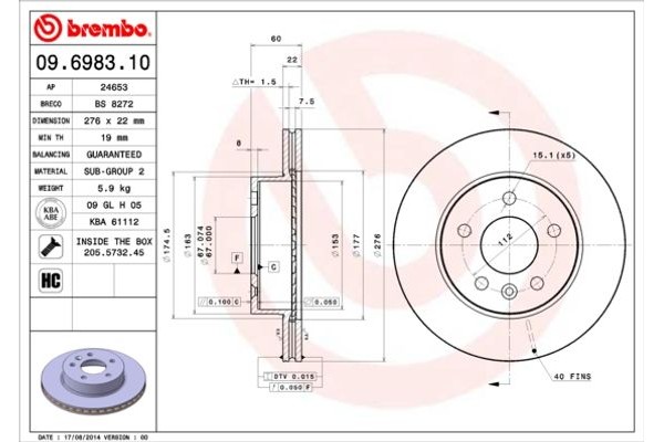 Brembo Δισκόπλακα - 09.6983.10