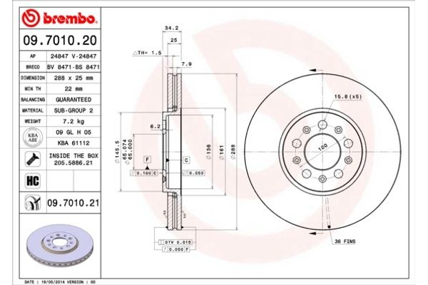 Brembo Δισκόπλακα - 09.7010.20