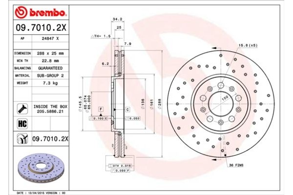 Brembo Δισκόπλακα - 09.7010.2X