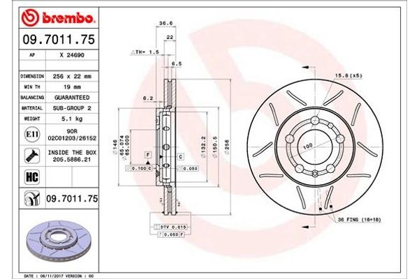 Brembo Δισκόπλακα - 09.7011.75