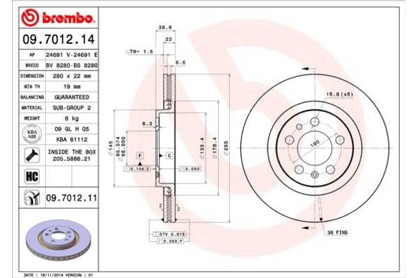 Brembo Δισκόπλακα - 09.7012.14