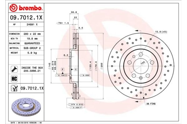 Brembo Δισκόπλακα - 09.7012.1X