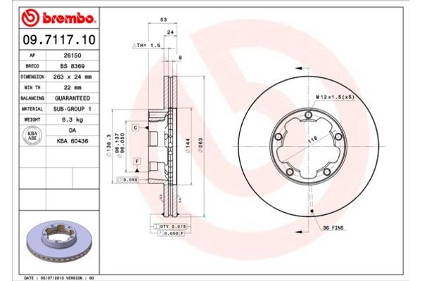 Brembo Δισκόπλακα - 09.7117.10