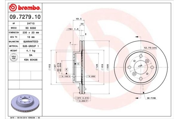 Brembo Δισκόπλακα - 09.7279.10