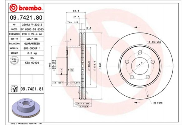 Brembo Δισκόπλακα - 09.7421.81 Brembo Δισκόπλακα - 09.7421.81