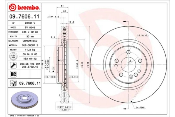 Brembo Δισκόπλακα - 09.7606.11