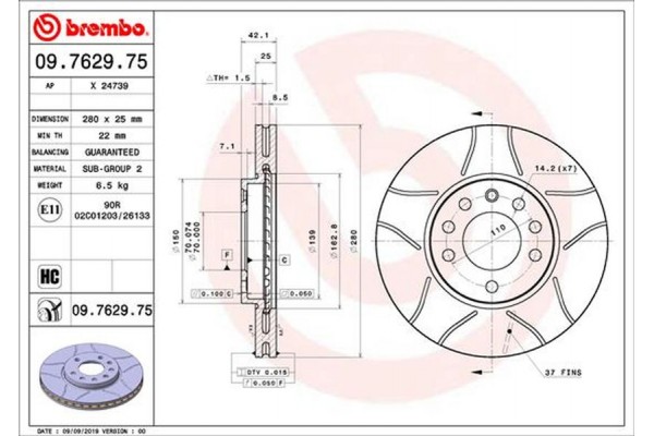 Brembo Δισκόπλακα - 09.7629.75