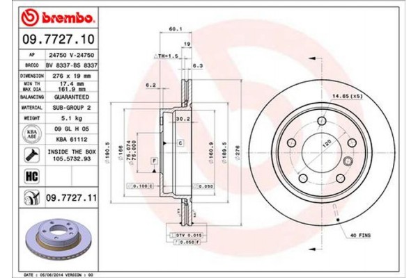 Brembo Δισκόπλακα - 09.7727.11 Brembo Δισκόπλακα - 09.7727.11
