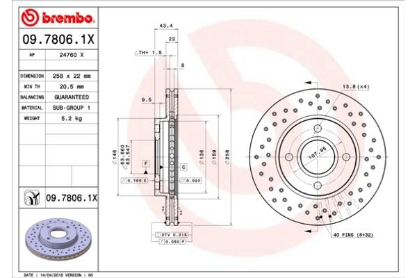 Brembo Δισκόπλακα - 09.7806.1X