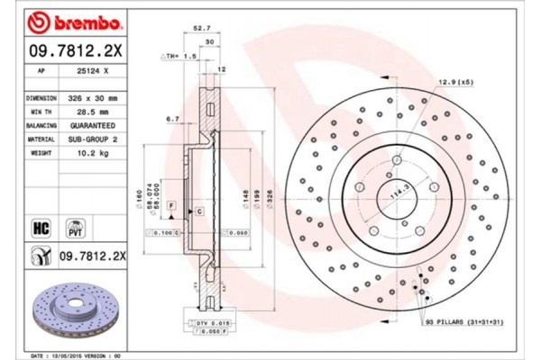 Brembo Δισκόπλακα - 09.7812.2X Brembo Δισκόπλακα - 09.7812.2X