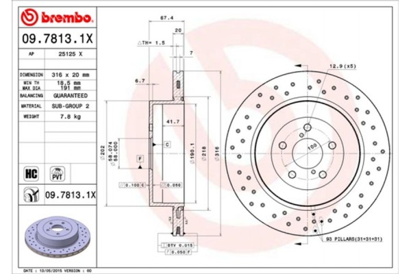 Brembo Δισκόπλακα - 09.7813.1X Brembo Δισκόπλακα - 09.7813.1X