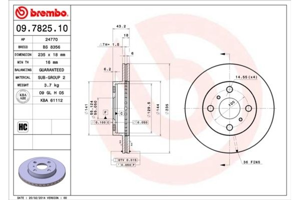 Brembo Δισκόπλακα - 09.7825.10