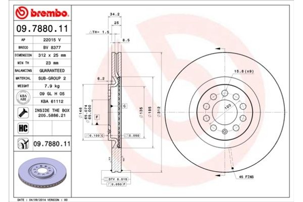 Brembo Δισκόπλακα - 09.7880.11