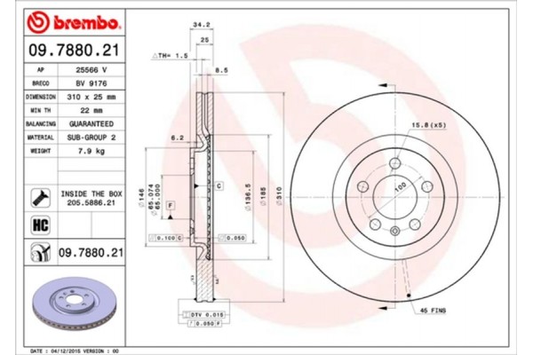 Brembo Δισκόπλακα - 09.7880.21 Brembo Δισκόπλακα - 09.7880.21