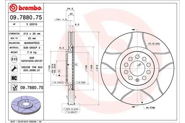 Brembo Δισκόπλακα - 09.7880.75