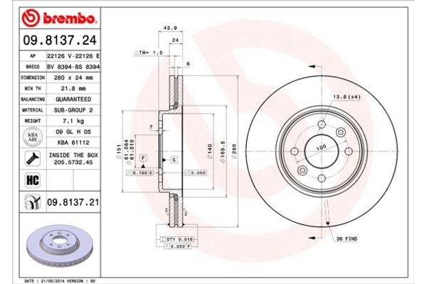 Brembo Δισκόπλακα - 09.8137.24